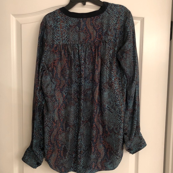 Rebecca Taylor Python Print Silk Button Down Top 4 - Picture 5 of 5